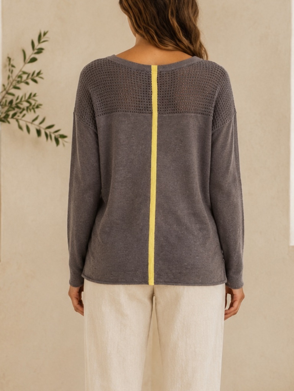 Only Mine | 100% Linen Long Sleeve Taupe Top | Size XS